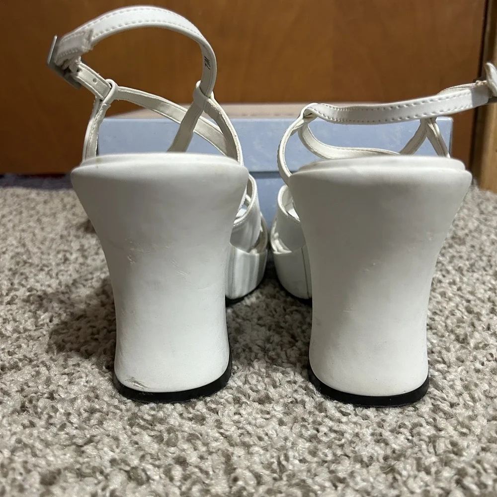 Y2K Mainframe Lauren Platform‎ Heel Sandals Womens 7.5 White